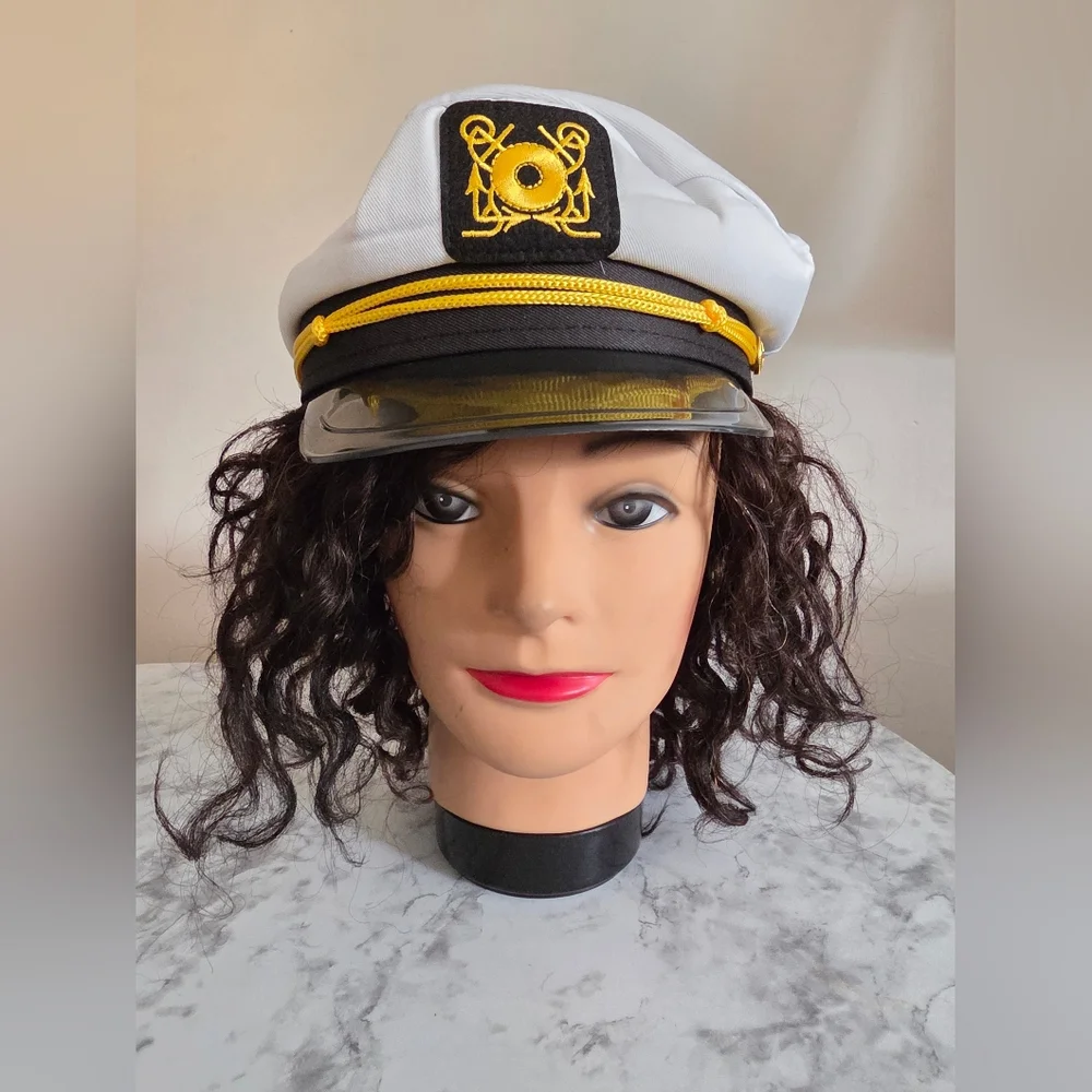 Captain's Hat With Veil- Black & White
